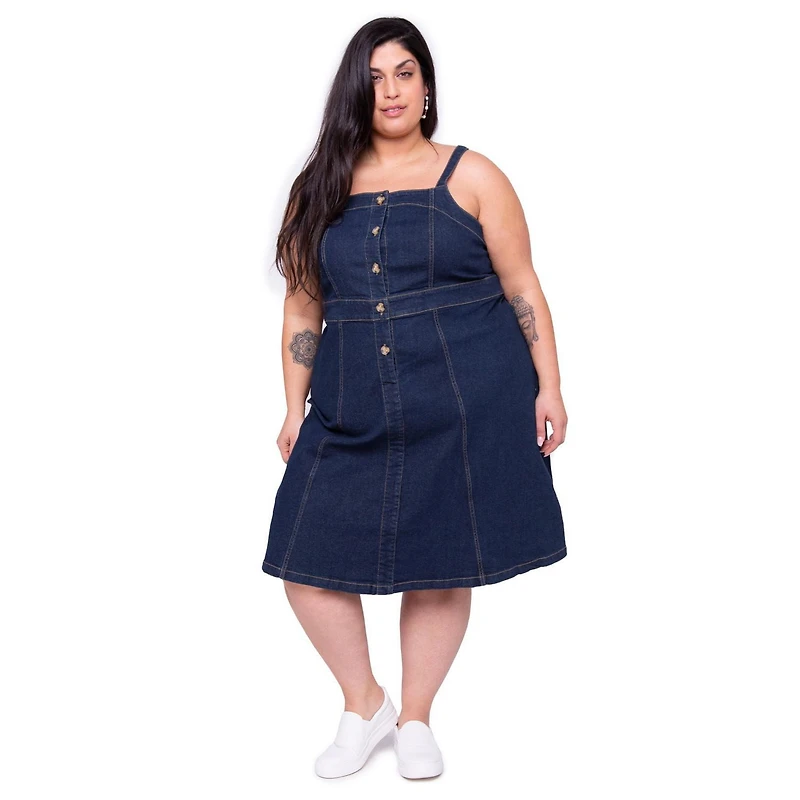 WeInfluence Femme Plus Robe Boutonnee En Denim
