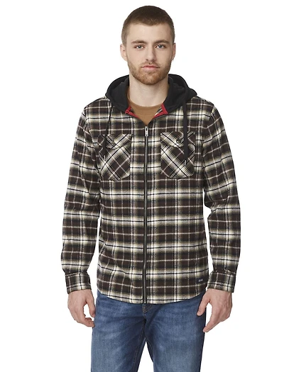 IJEANS MENS FULL ZIP HOODED FLANNEL