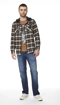 IJEANS MENS FULL ZIP HOODED FLANNEL