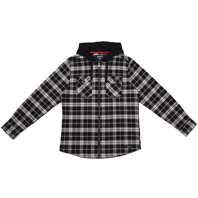 IJEANS MENS FULL ZIP HOODED FLANNEL