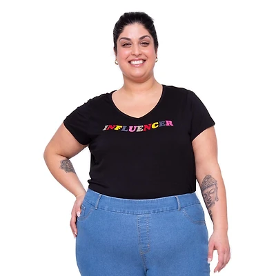 WeInfluence Femme Plus T-Shirt Manches Courtes