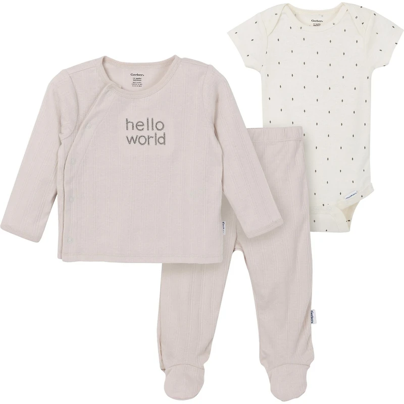 Gerber Childrenswear - Ensemble Onesie + Chemise Pantalon 3 pièces