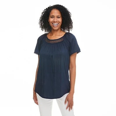Penmans Women's Crochet Trim Top
