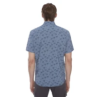 Chemise boutonnée à manches courtes extensible 4 sens pour homme Dark Black