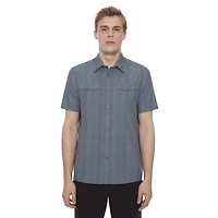 Dark Black Men's 4 Way Stretch s/s button down shirt