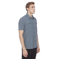 Dark Black Men's 4 Way Stretch s/s button down shirt