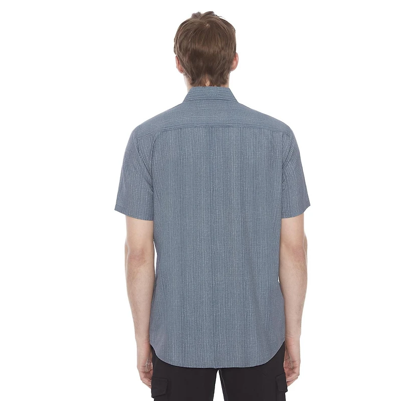 Dark Black Men's 4 Way Stretch s/s button down shirt