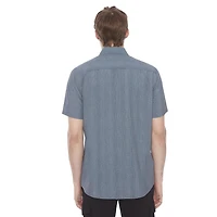 Dark Black Men's 4 Way Stretch s/s button down shirt