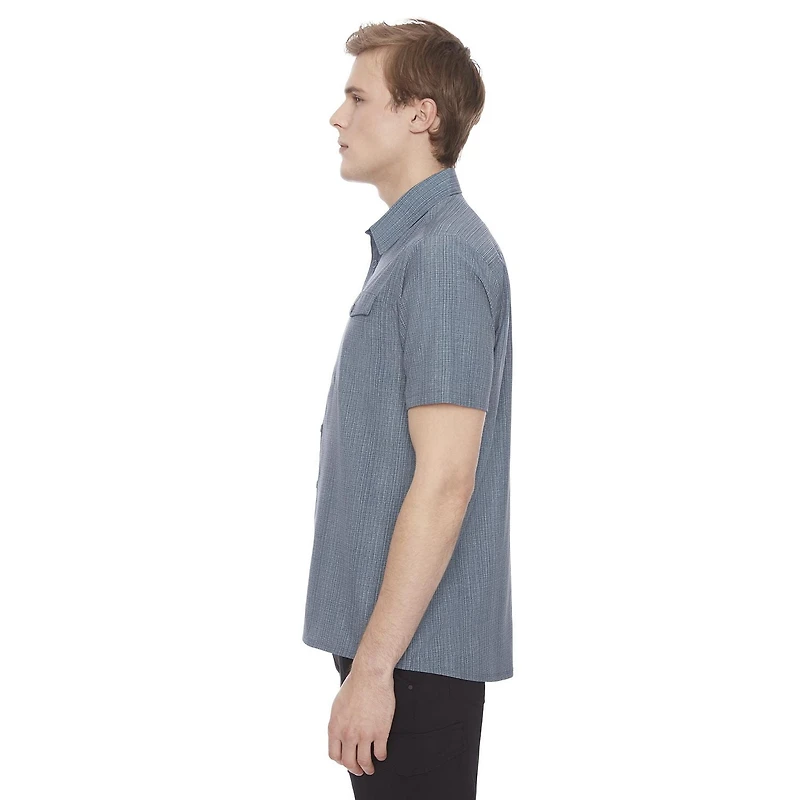 Dark Black Men's 4 Way Stretch s/s button down shirt