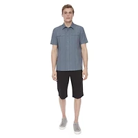 Dark Black Men's 4 Way Stretch s/s button down shirt