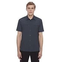 Chemise boutonnée à manches courtes extensible 4 sens pour homme Dark Black