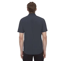 Chemise boutonnée à manches courtes extensible 4 sens pour homme Dark Black
