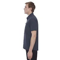 Chemise boutonnée à manches courtes extensible 4 sens pour homme Dark Black