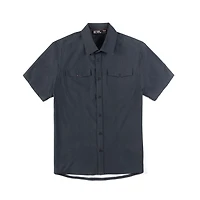 Chemise boutonnée à manches courtes extensible 4 sens pour homme Dark Black