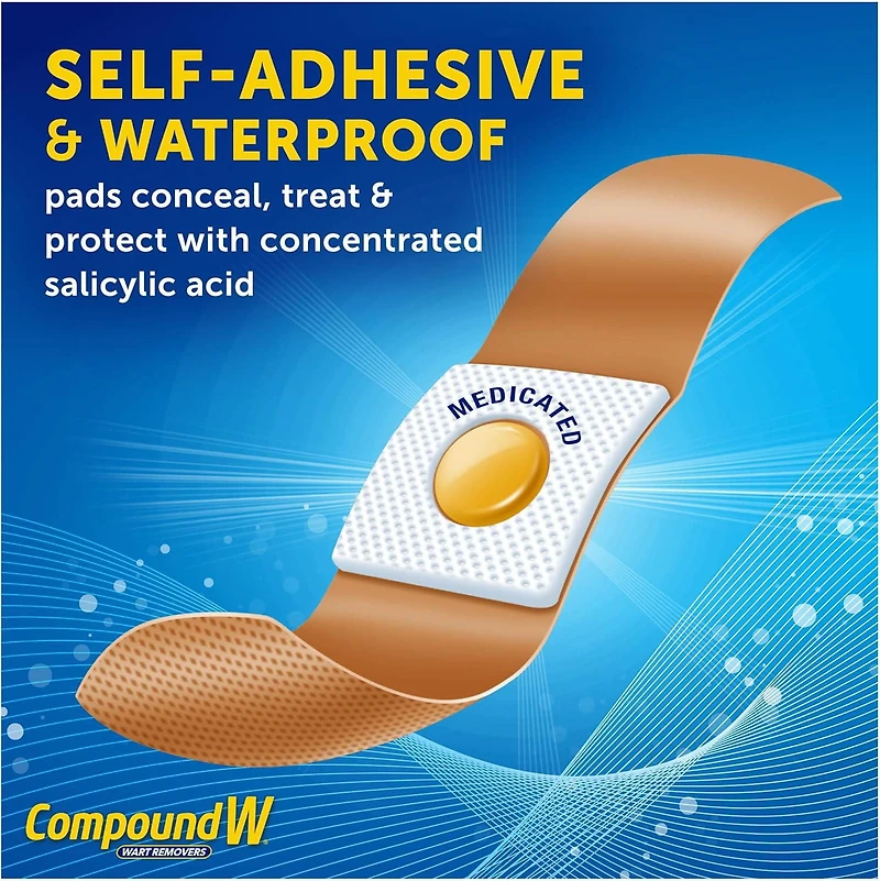 Tampons anti-verrues Compound W, One Step Pads - Acide salicylique 14 Coussinets Médicamenteux