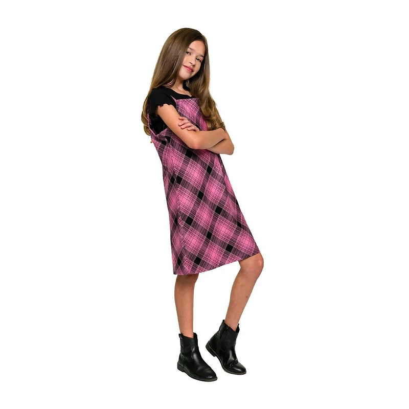 Justice Girls 2 Piece  Plaid Beauty Short Sleeve Dress