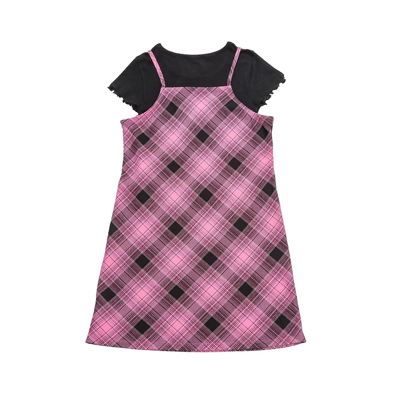 Justice Girls 2 Piece  Plaid Beauty Short Sleeve Dress