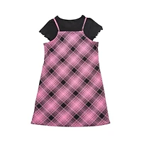 Justice Girls 2 Piece  Plaid Beauty Short Sleeve Dress