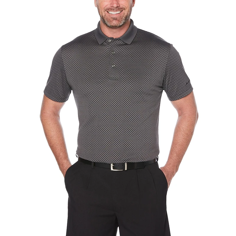 Ben Hogan Performance Men's Birdseye Argyle Jacquard short Sleeve Polo Shirt