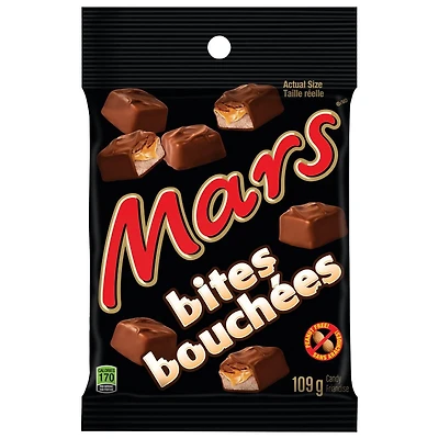 Bouchées de friandise au chocolat et au caramel Mars, sans arachides, en bouchées, sac, 109 g