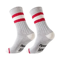 SECRET Ladies Stripe-Crew Socks with Words 1 Pair