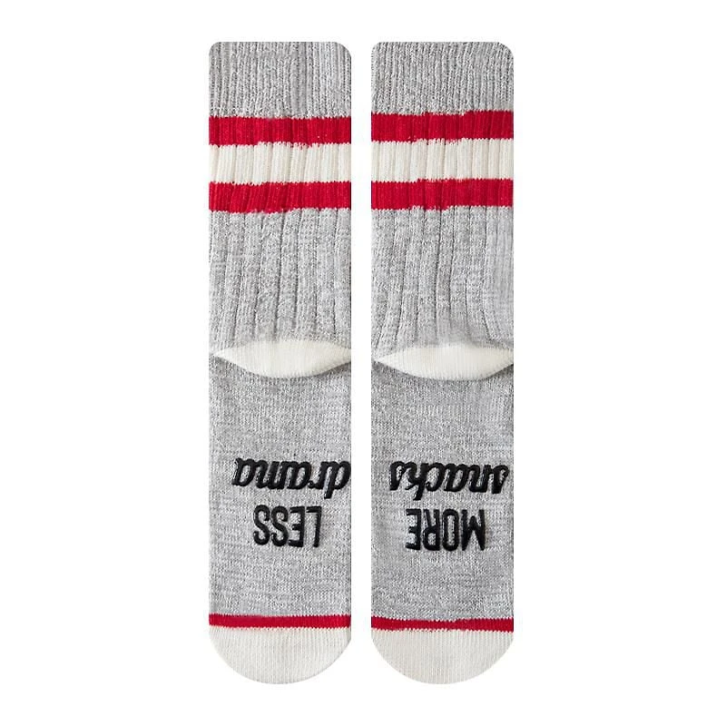 SECRET Ladies Stripe-Crew Socks with Words 1 Pair