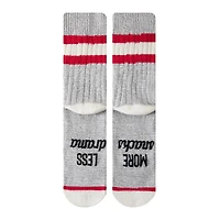 SECRET Ladies Stripe-Crew Socks with Words 1 Pair