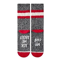 SECRET Ladies Stripe-Crew Socks with Words 1 Pair