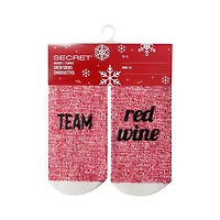 SECRET Ladies Stripe-Crew Socks with Words 1 Pair