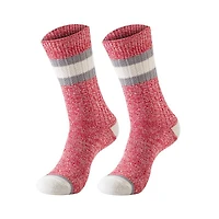 SECRET Ladies Stripe-Crew Socks with Words 1 Pair