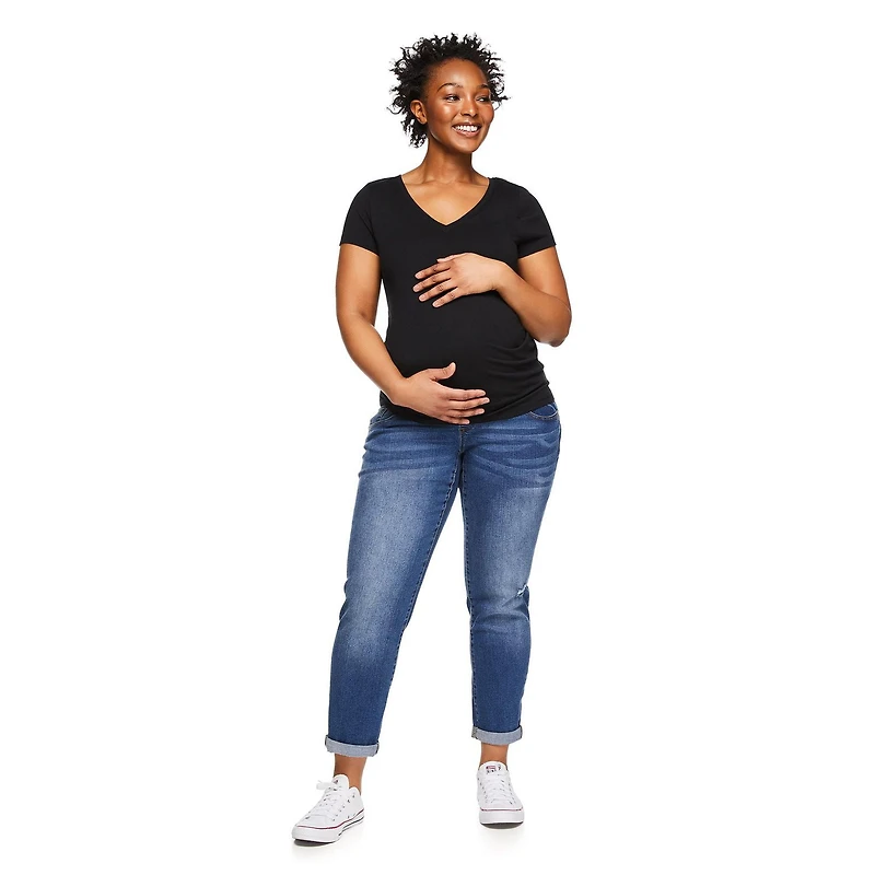 Paisley Sky Maternity Short Sleeve V-Neck Tee