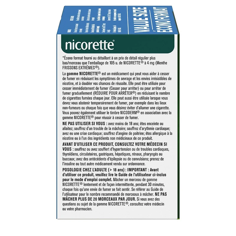 Nicorette Nicotine Gum, Quit Smoking and Smoking Cessation Aid, Extreme Chill Mint, 4 mg, 210 pieces