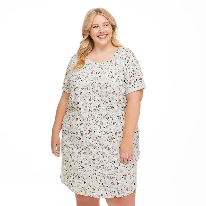 Chemise de nuit à manches roulées George Plus pour femmes