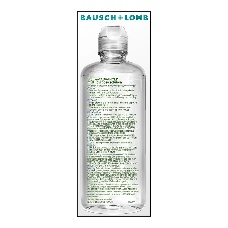 Biotrue Advanced Multi-Purpose Solution Twin Pack, Biotrue® Advanced Multi-Purpose Solution helps make wearing contact lenses easier on your eyes and has all the benefits of original Biotrue Multi-Purpose Solution plus advanced hydration and disinfection.