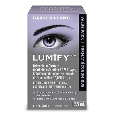 Gouttes oculaires antirougeur de LUMIFY Format Économique 7.5 mL Format Économique