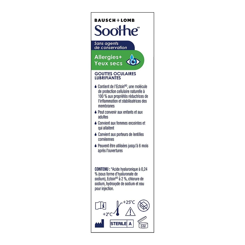 Soothe Sans agents de conservation Allegies + Yeux Secs