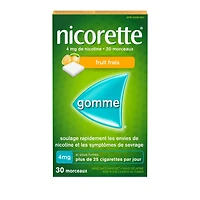 Nicorette Gum, Nicotine 4mg, Fresh Fruit Flavour, Quit Smoking Aid and Smoking Cessation Aid, 30 pieces