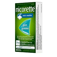 Nicorette Gum, Nicotine 2 mg, Mint Flavour, Quit Smoking Aid and Smoking Cessation Aid, 30 pieces