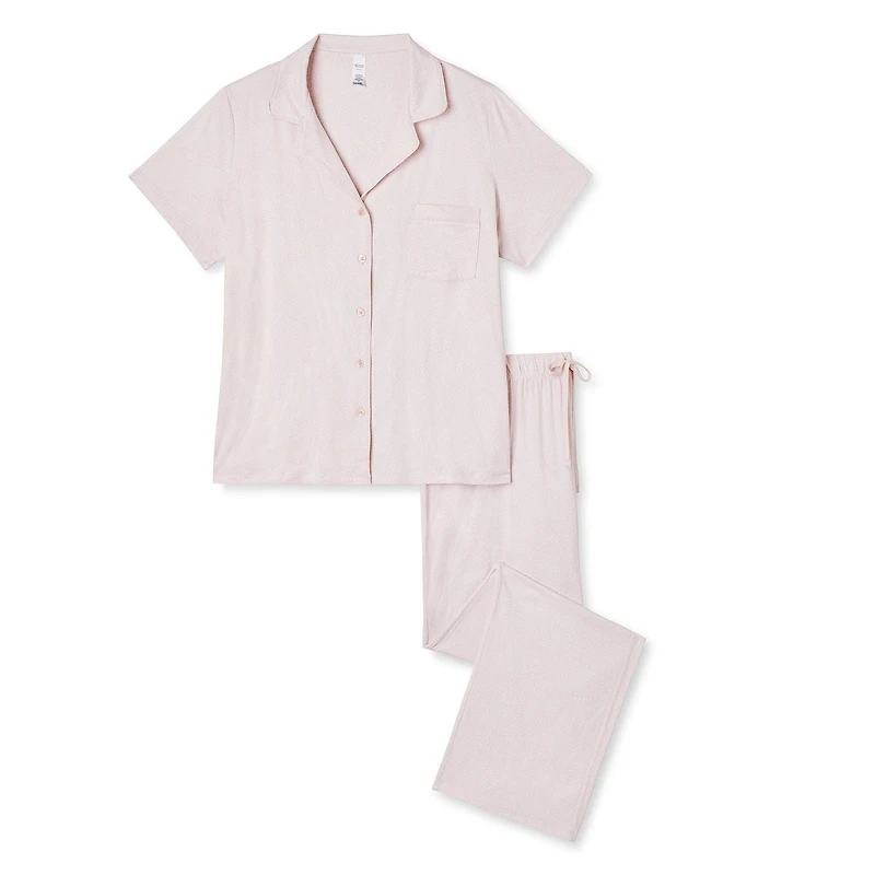 Pyjama 2 pièces avec haut à col cranté George Plus pour femmes