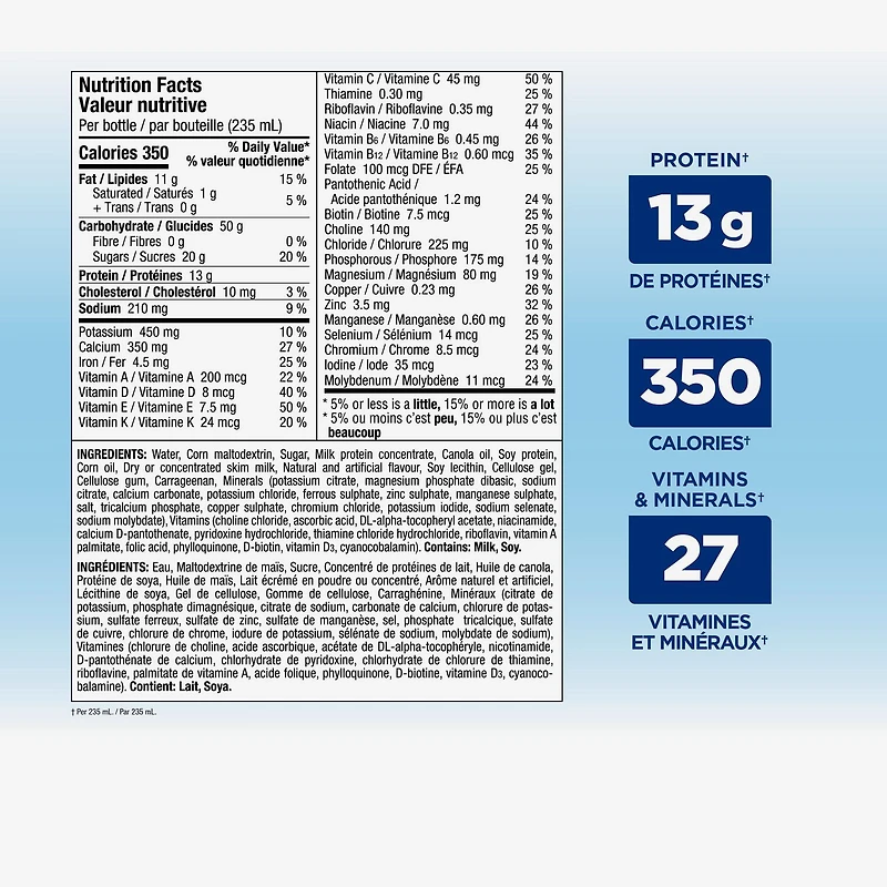 Ensure Plus Calories, Supplément Nutritionnel, Pour Aider À Atteindre Ou À Maintenir Un Poids Santé, Chocolat, Emballage Économique, 16 Bouteilles De 235 mL