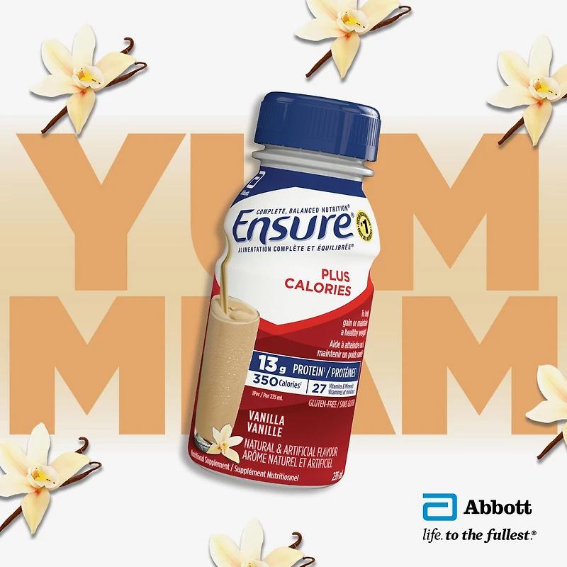 Ensure Plus Calories, Nutritional Supplement Shake Value, Vanilla, 16 x 235-ml Bottles