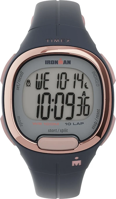Montre Timex® Ironman® Transit Numérique 33mm Bracelet Résine Boîtier rose doré bracelet bleu