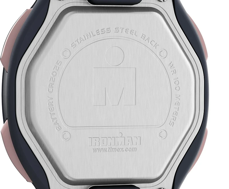 Montre Timex® Ironman® Transit Numérique 33mm Bracelet Résine Boîtier rose doré bracelet bleu