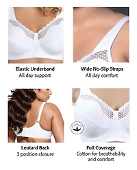 Exquisite Form #9600535 FULLY Cotton Soft Cup Full-Coverage Bra, Lace, Wire-Free, Available Sizes 38C - 48DD