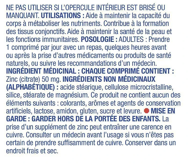 Equate Zinc Citrate 50mg, 200 Tablets