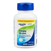 Equate Zinc Citrate 50mg, 200 Tablets