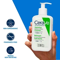 CeraVe Hydrating CREAM-TO-FOAM Cleanser. Face & Eye Makeup Remover with Hyaluronic Acid & 3 Essential Ceramides. Gentle face wash for men & women, removes dirt, excess oil. Normal to dry skin. Fragrance Free, 355ML, Rich, Cream to Foam Cleanser