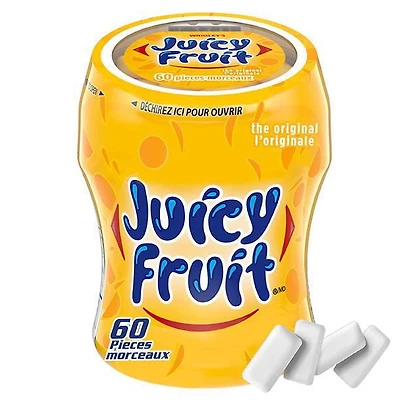 JUICY FRUIT, Fruits, gomme à mâcher, 60 morceaux, 1 bouteille 1 bouteille, 60 morceaux