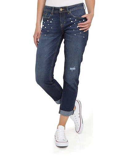 Jean boyfriend Jordache pour femme avec perles