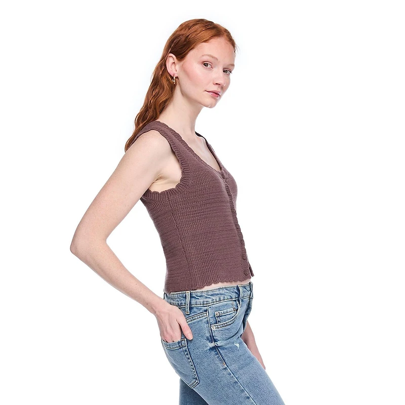 Wild Skye Women's Scalloped Button-Front Tank Top